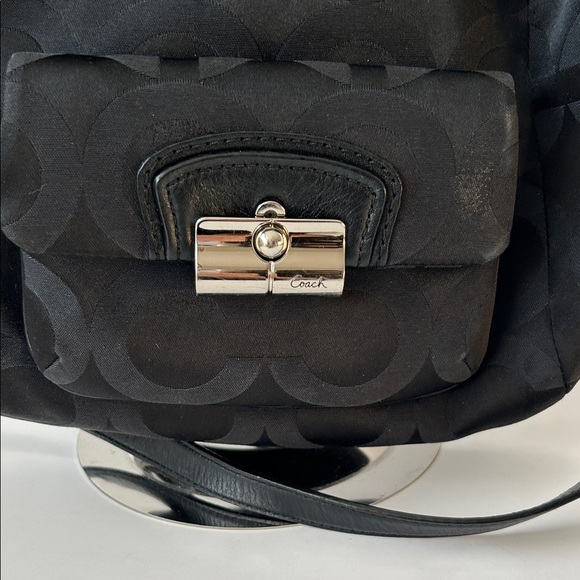 Coach Black Canvas Leather Op Art Shoulder Bag Minimalist Boho Y2K - Picture 3 of 17